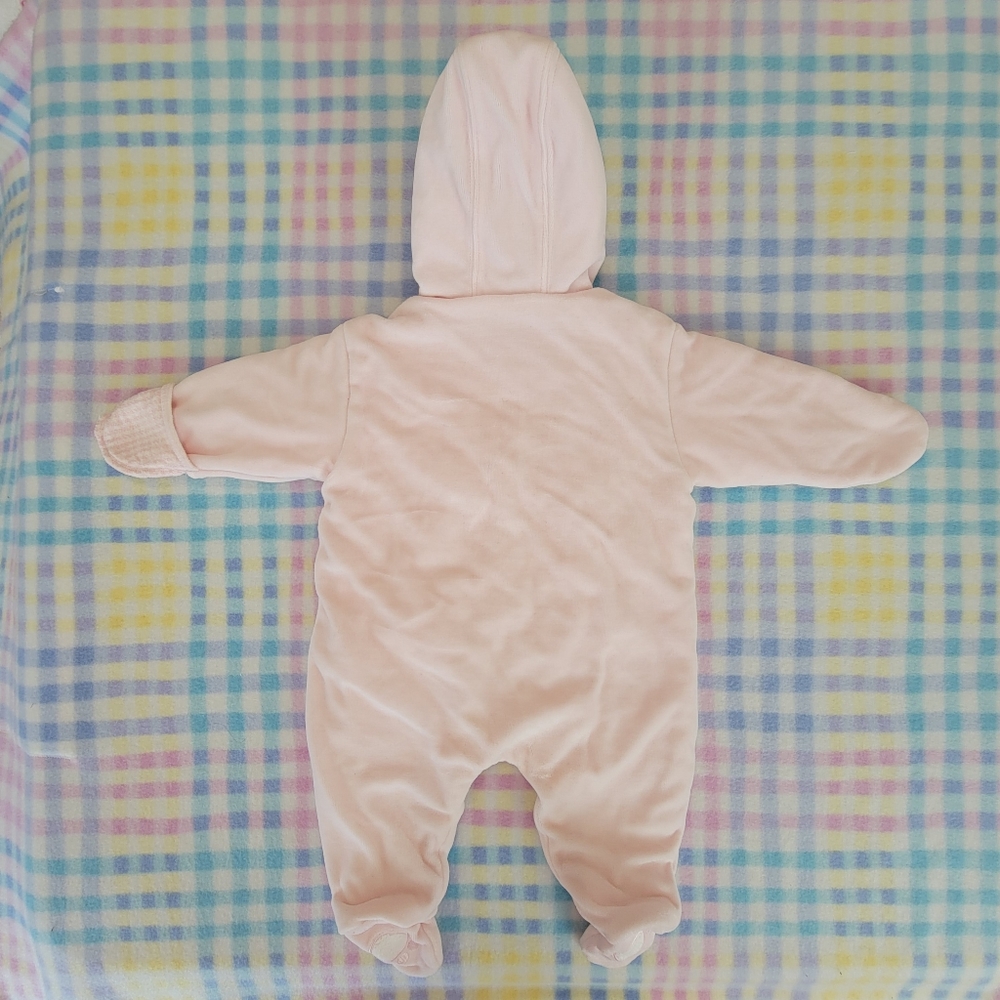 MINIBASIX ♡ Sweet Vintage Pink 'n White Baby Girl Velvet Teddy Bear Bunting 0-3M - Picture 15 of 17